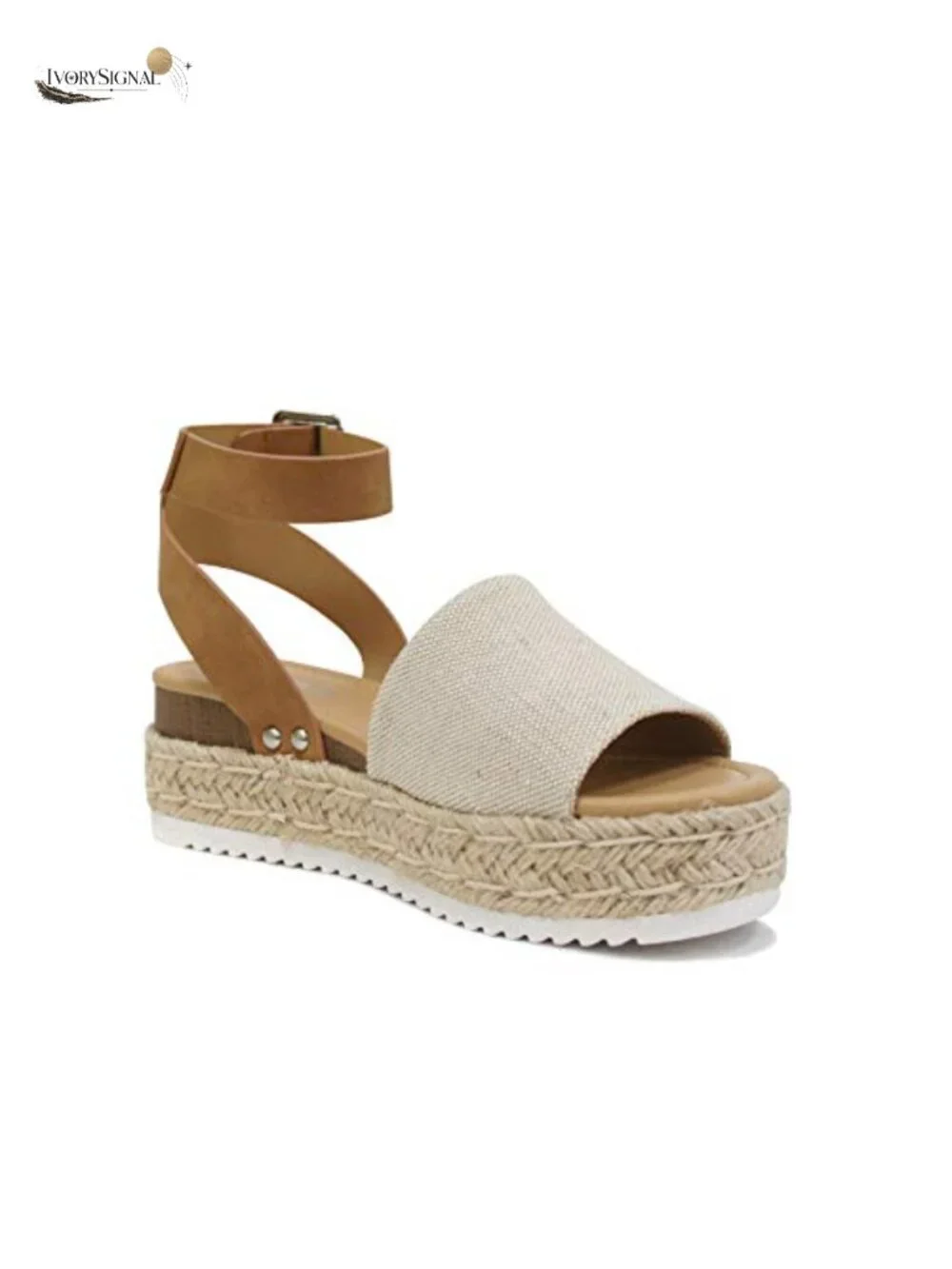 Open Toe Ankle Strap Espadrille Wedge Sandal Flatform